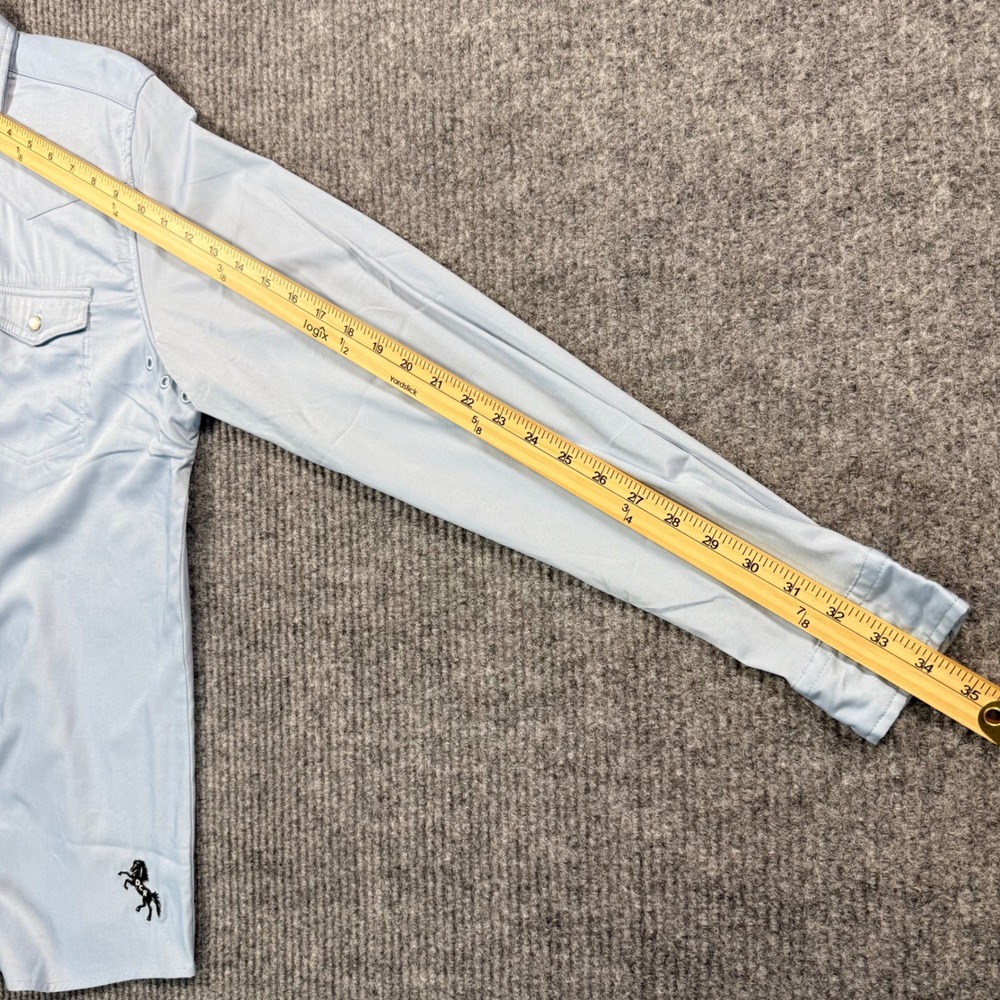 Diamond Cross Ranch Mens Western Snap Shirt Light Blue Performance Yoke Large - Picture 11 of 13